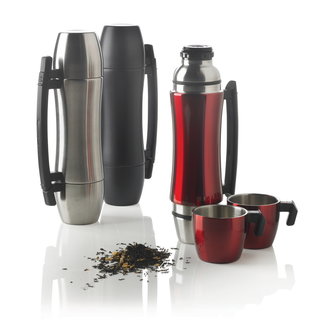 Termos 700 ml, podwójne ścianki, z 2 zintegrowanymi kubkami oraz wygodnym uchwytem V4694